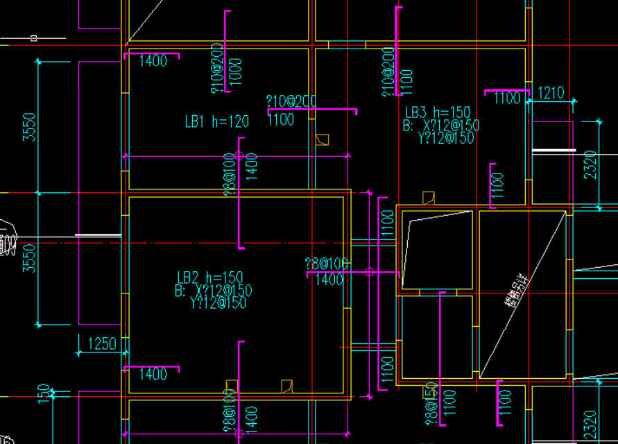 请问lb1这块楼板的底筋配筋是什么,跟lb2和lb3一样的吗,为啥只有它没