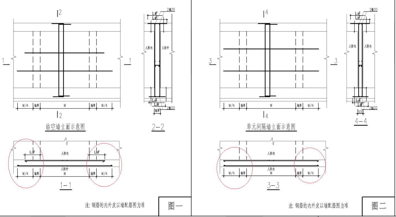 下面图纸上的人防剪力墙水平钢筋该如何设置?