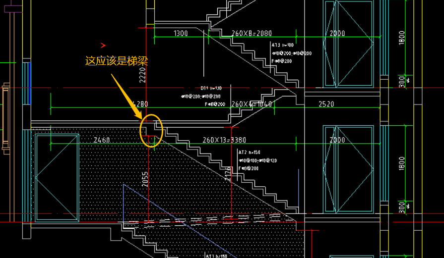楼梯结构图里没看到梯梁,这要怎么画?另外平台休息板.
