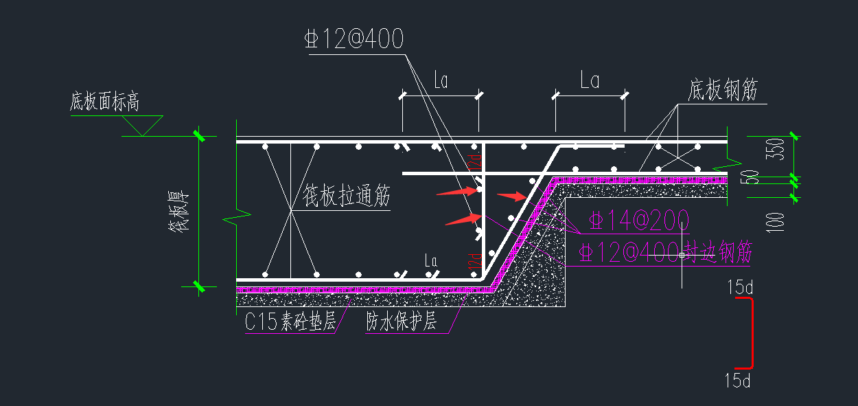 图中筏板基础封边钢筋和斜边钢筋在广联达中如何同时布置?