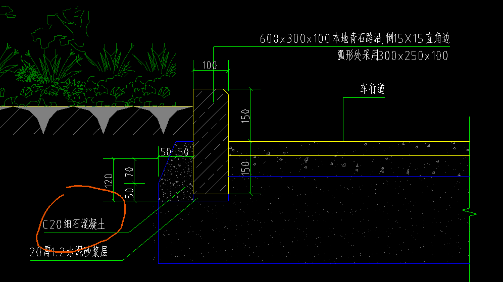 路缘石靠植被一侧的c20细石混凝土套那个定额合适