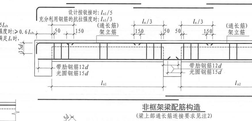 非框架梁在有腰筋情况下下部纵筋锚固长度