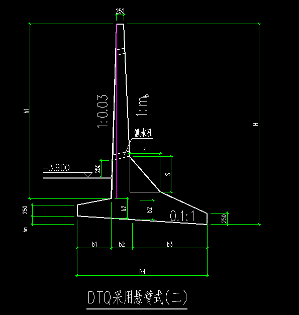 这种悬臂式挡土墙s代表什么参数表里没有