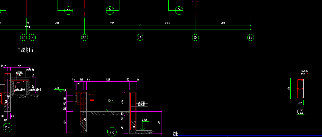 这个三层结构平面图的大样和构造柱分别画在那一层