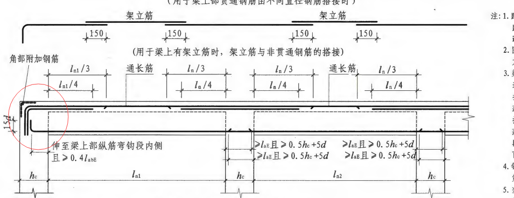 梁下部通长钢筋和梁上部通长钢筋手算是一样的吗