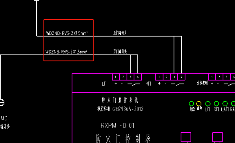 火灾自动报警系统防火门控制器至门磁开关的这段线子在平面图上没有