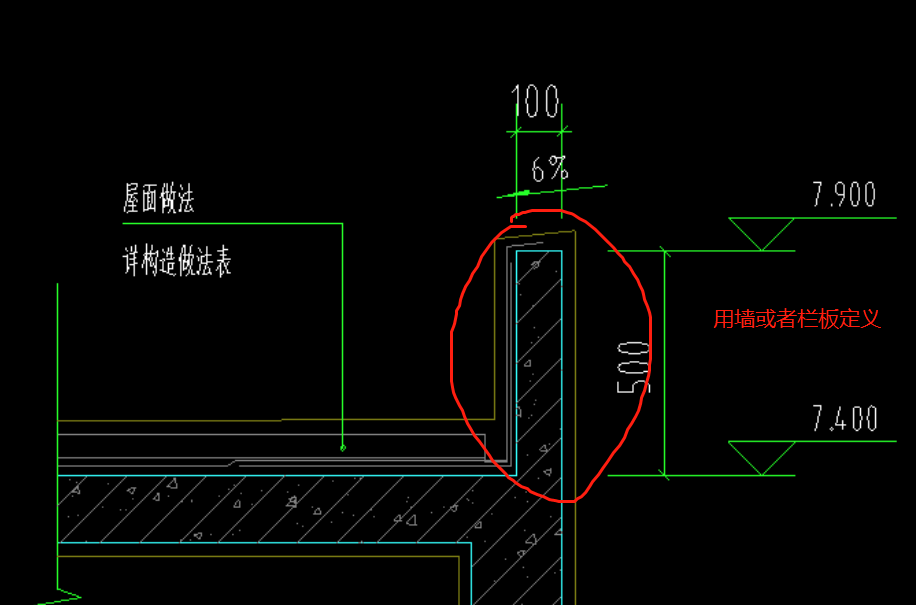 这样的女儿墙是用挑檐来画吗