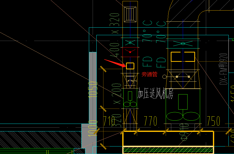 图中的旁通管是连接到接管箱还是到风机呢它的作用是什么请大佬们解答