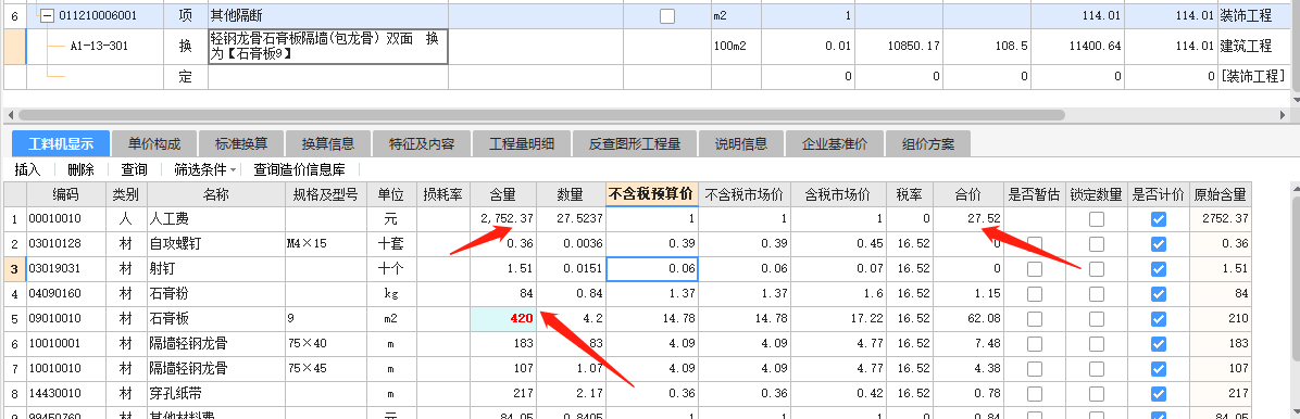 人工含量