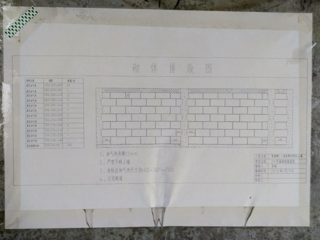 施工现场张贴的砌体排版图现场砌体墙照片除了以上bim应用点外,bim分