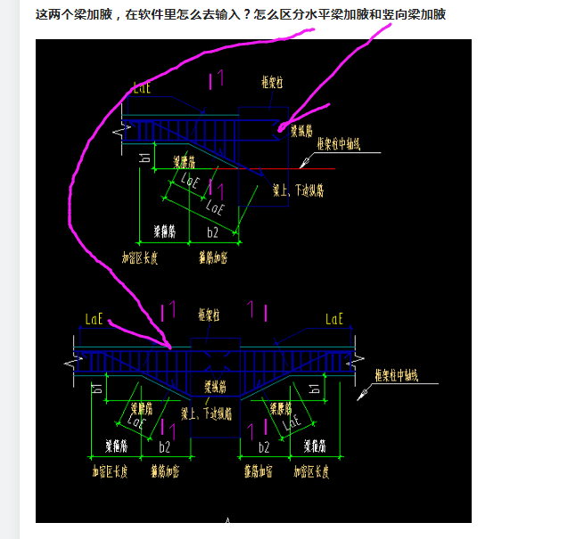 怎么区分水平梁加腋和竖向梁加腋