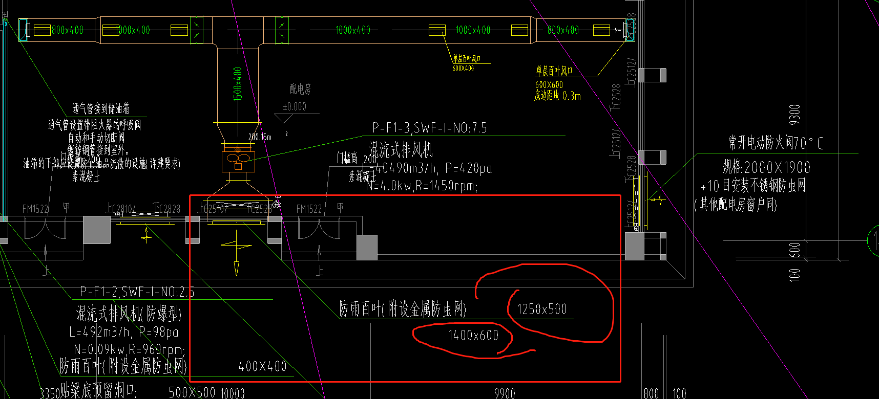 w请问为啥这个防雨百叶有两个尺寸,怎么理解呢?