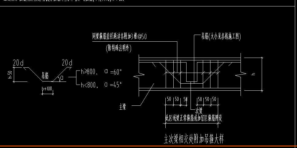 结构总说明如果只说明了主次梁加筋,那主梁与主梁相交