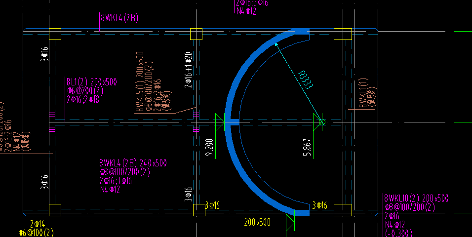 弧形梁怎么画