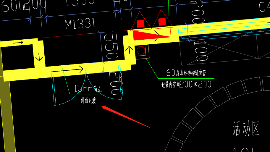 请问建筑平面图里,斜面过度什么意思?