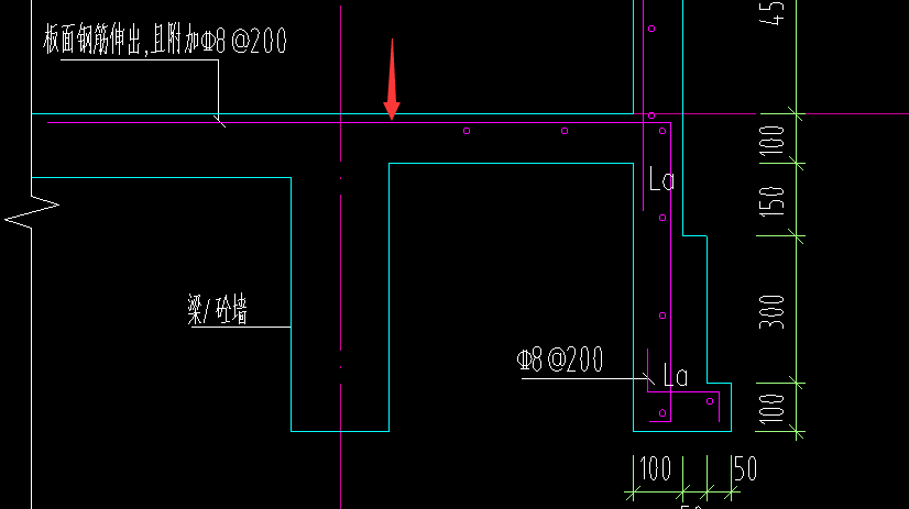 标注说明附加钢筋锚入梁内