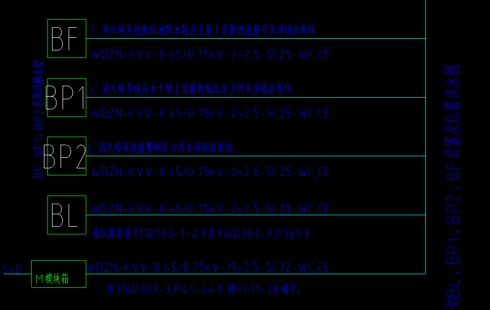 请问消防弱电里这些启泵线需要计算?