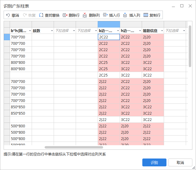 柱表