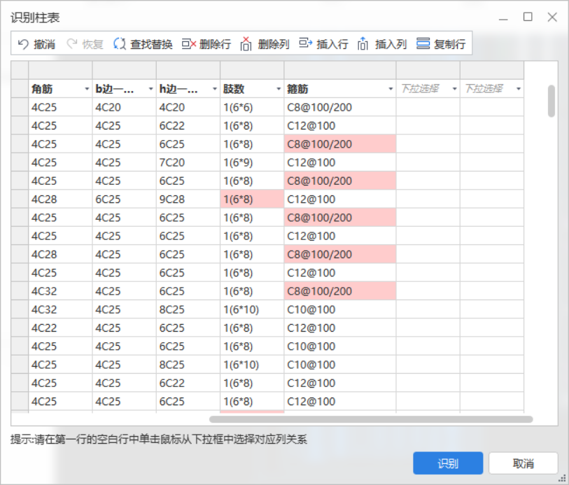 柱表