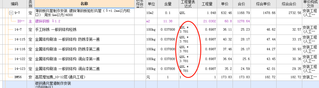 程量表達式