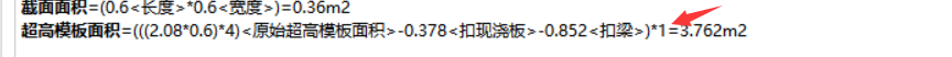 原始模板面積