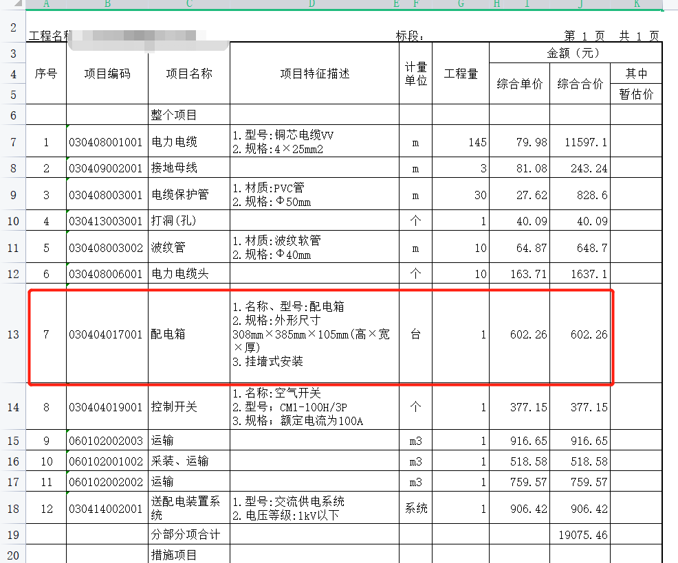 配電箱清單