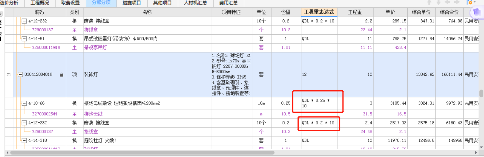 程量表達式