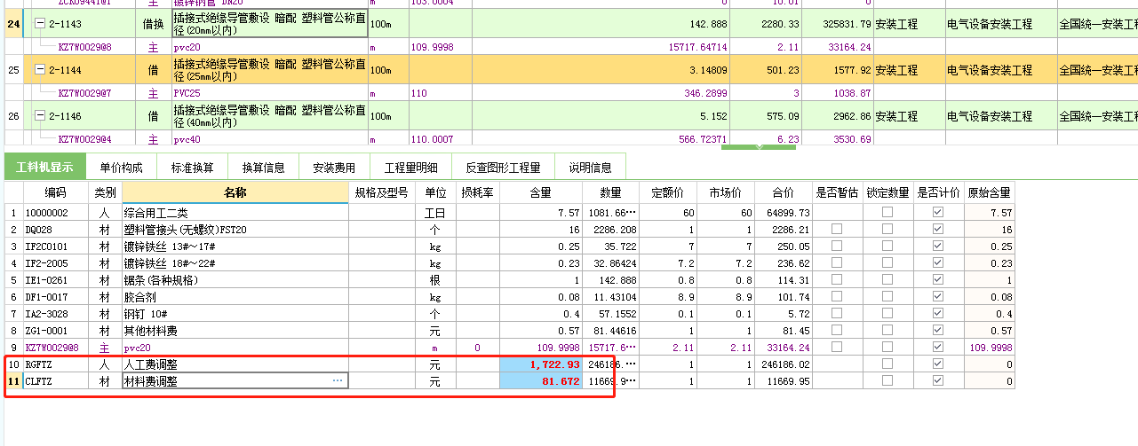人工費調整
