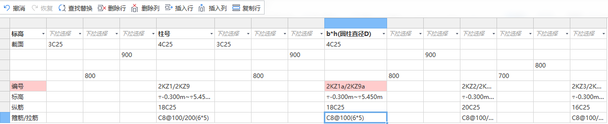 柱表
