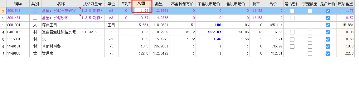 定額含量