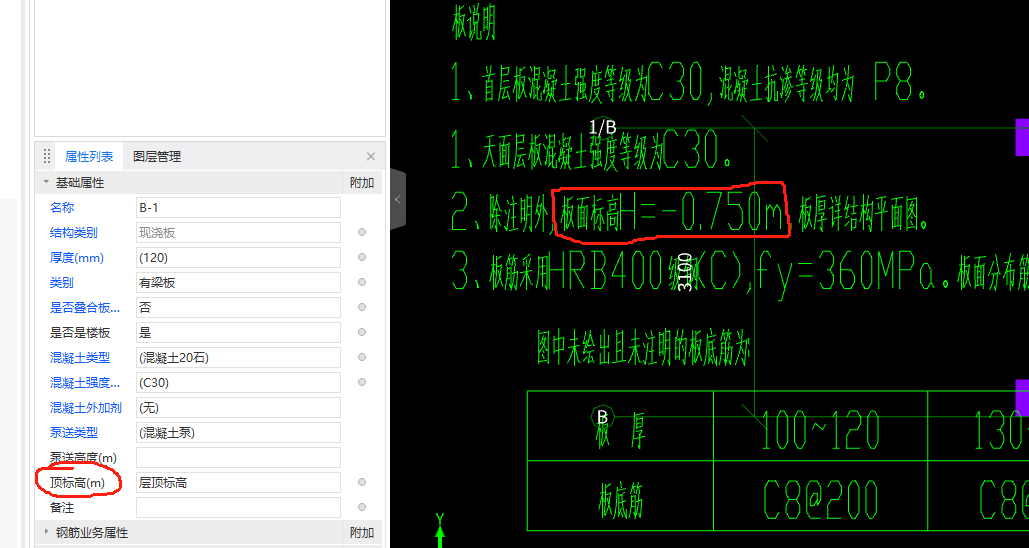 板面標(biāo)高