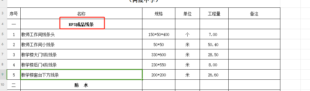 套定額子目