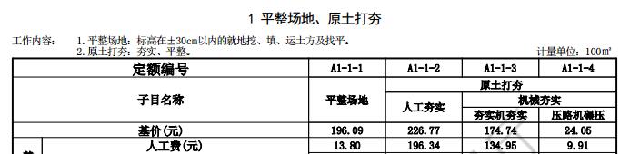 素土夯實套什么定額