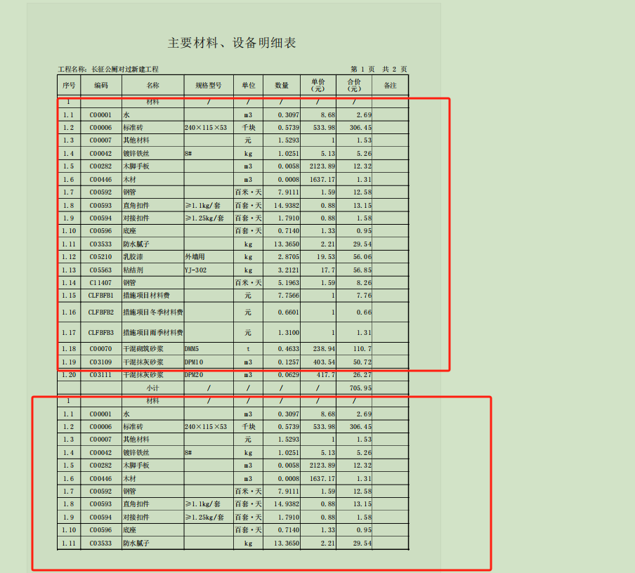 主要材料