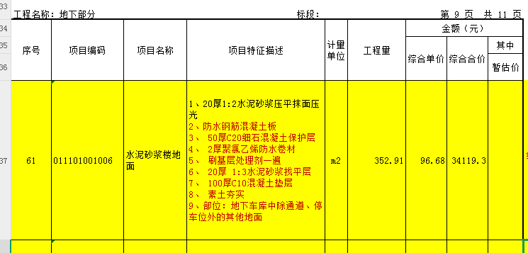 項目特征