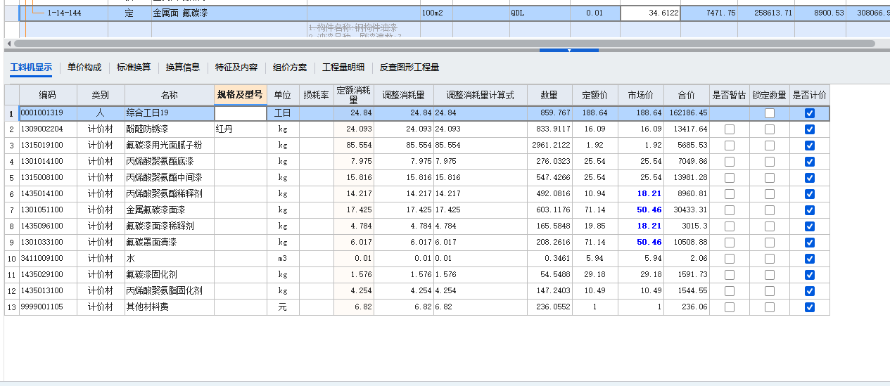 答疑:云南省20定额中金属面氟碳漆是刷一遍还是两遍