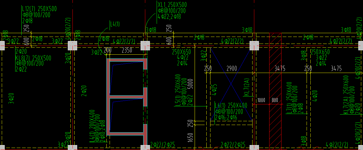 圖中kl7和kl8的鋼筋信息