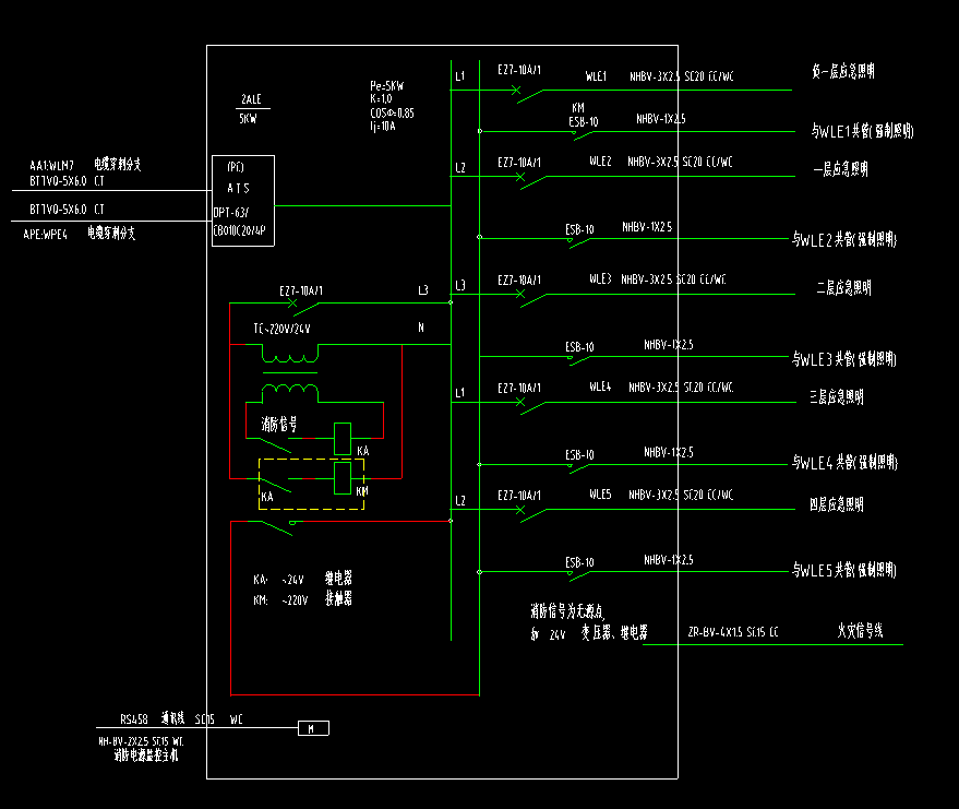 大神们这张应急照明配电箱系统图有点看不懂求指导