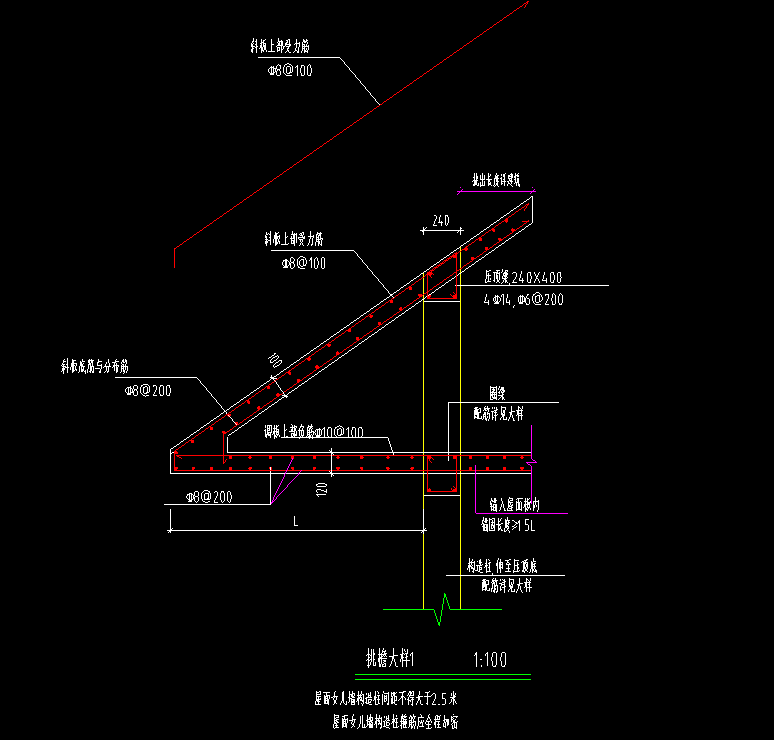挑檐斜板钢筋