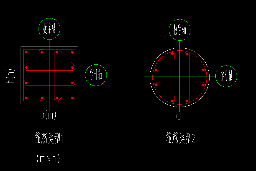 圆形柱箍筋肢数怎么数和矩形方法相同吗下面5个箍筋肢数分别为多少