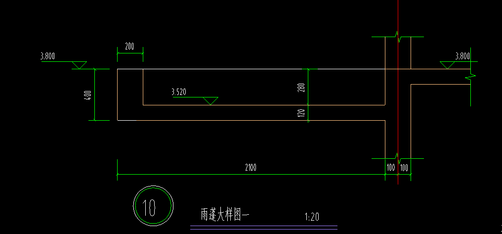 圖中雨蓬大樣圖中沒有標鋼筋是不是表示這個雨蓬裡面沒有鋼筋