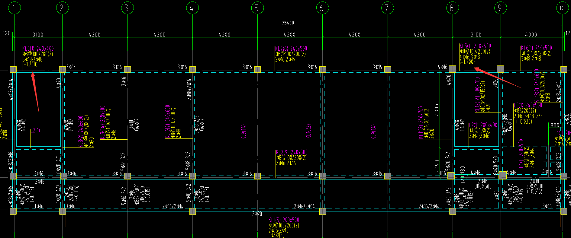 按图纸的梁是下降12米的可是看立面图后面的梁是连起来是不是画错了