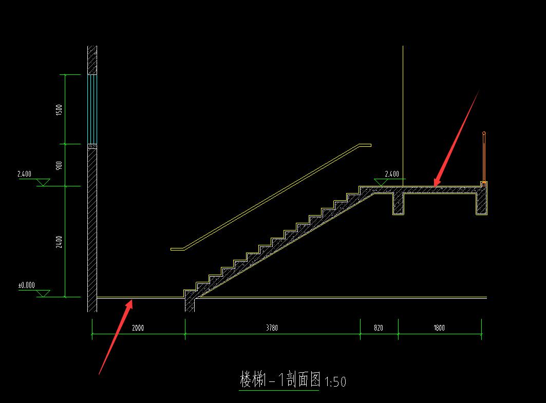 一层单跑楼梯平面图图片