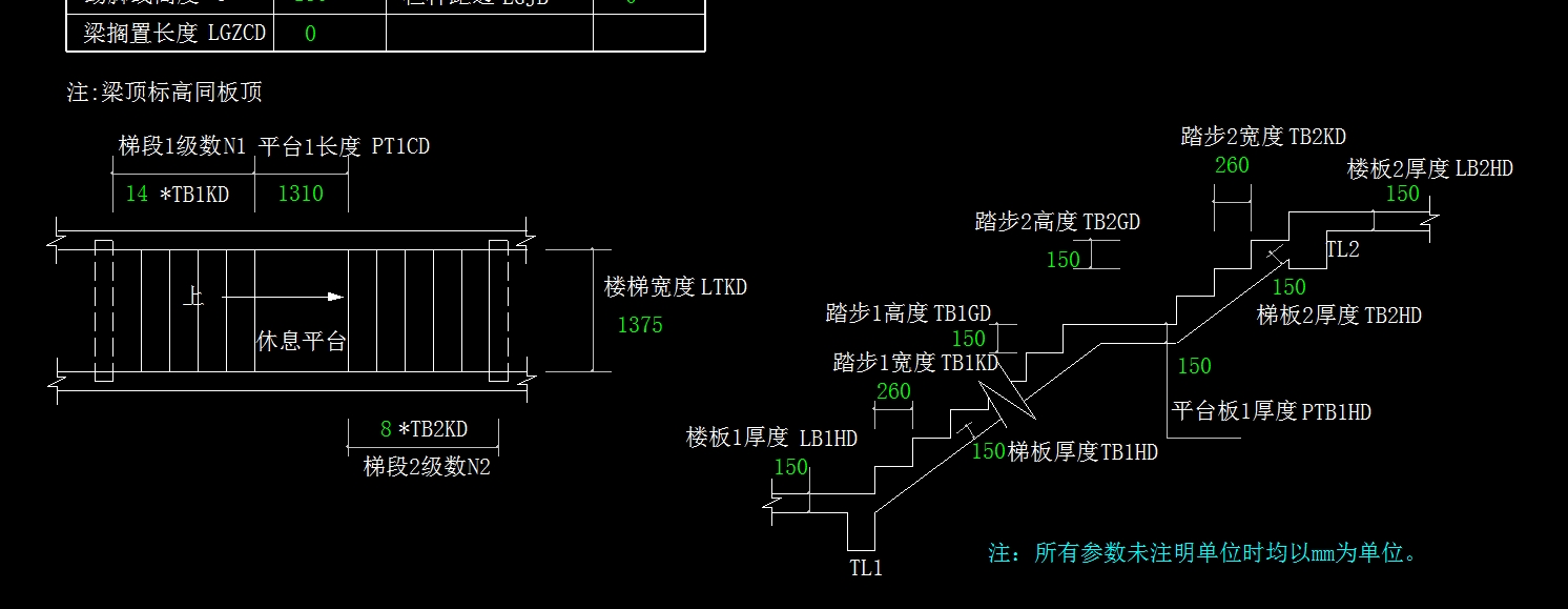 直行双跑楼梯平面图图片