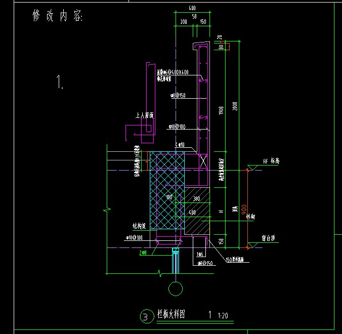 栏板大样图,请问那块区域是栏板啊 谢谢