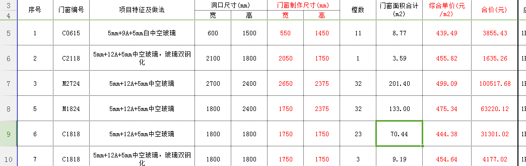 門窗製作尺寸