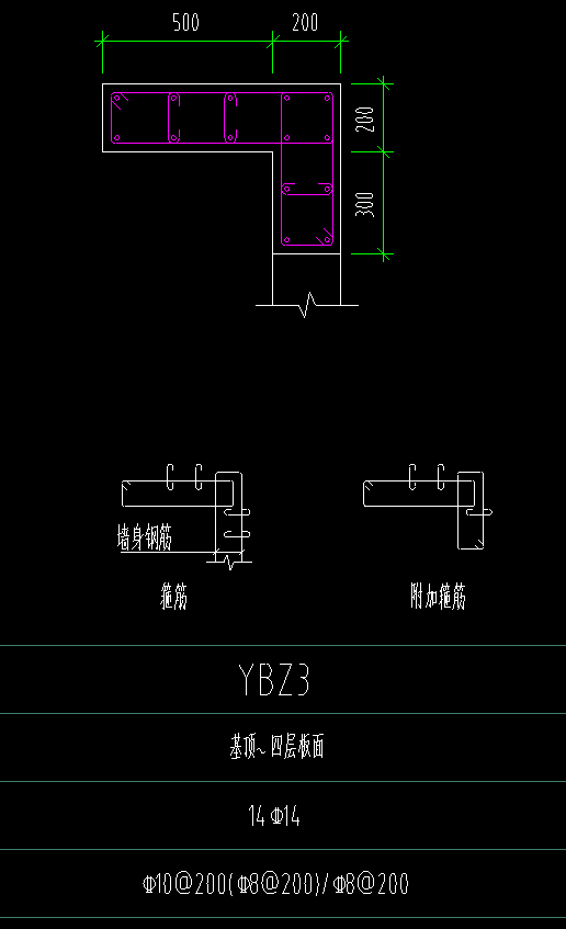 如圖中牆柱截面圖中附加鋼筋該如何設置