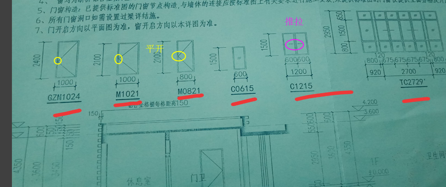 图纸里窗门的开启方向怎么看