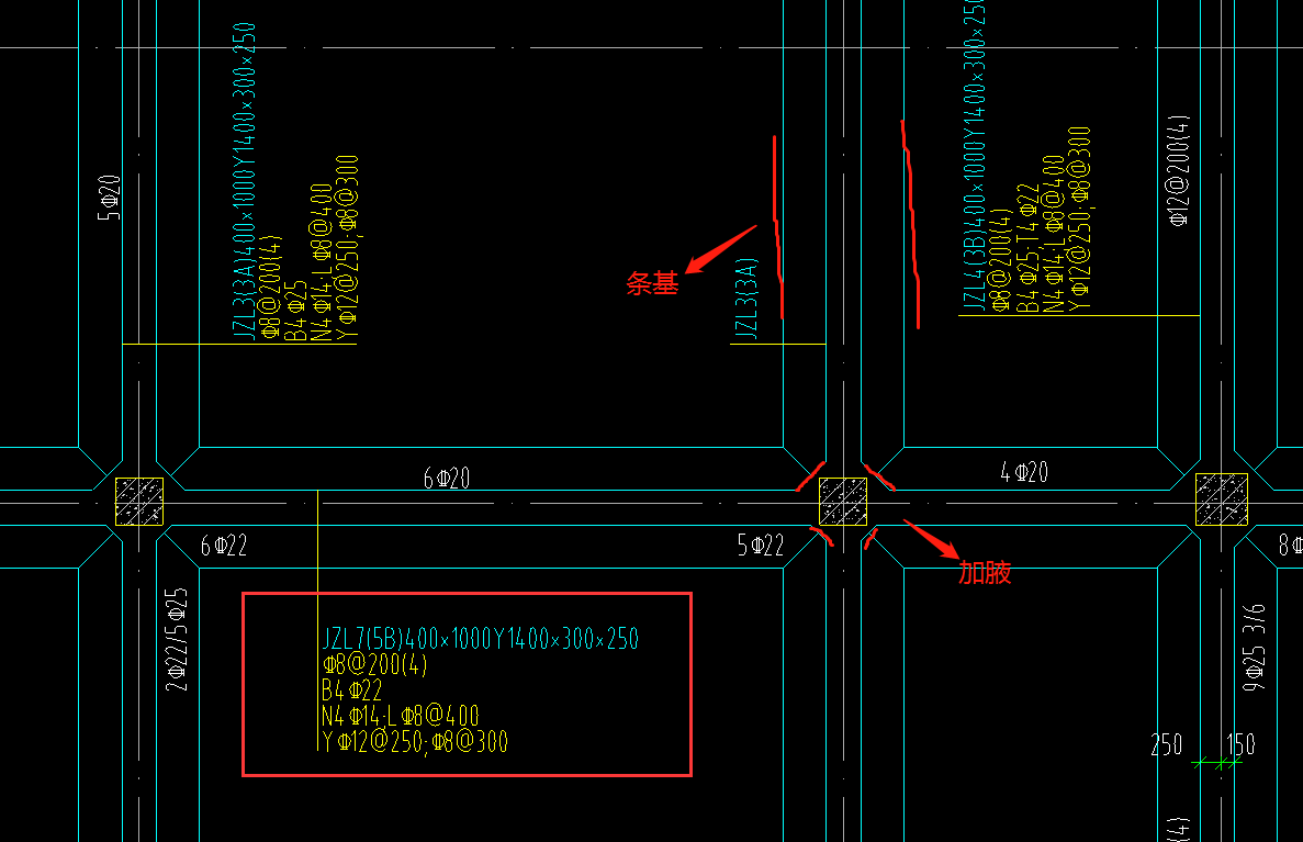 最下面的不是加腋吗怎么是条基的钢筋呢