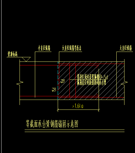 等截面承台梁钢筋锚固